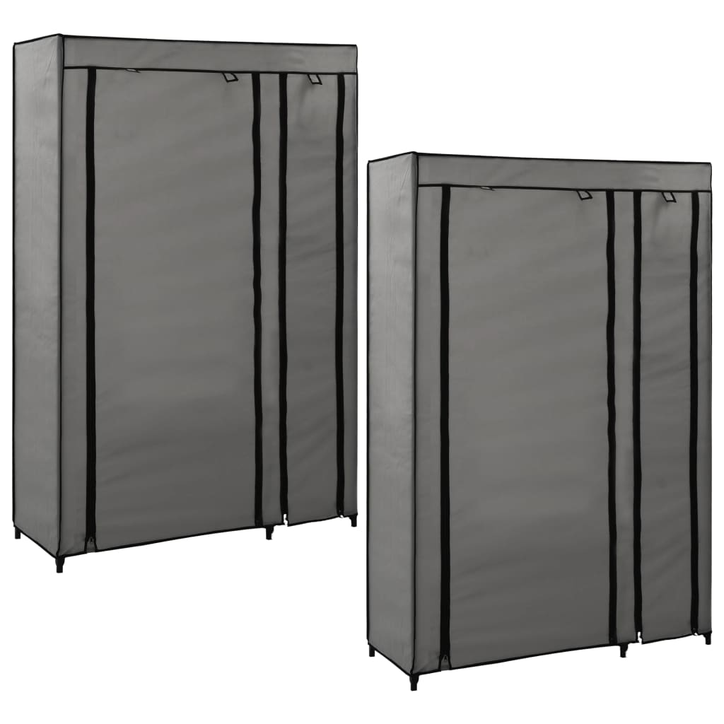vidaXL Kokoontaitettavat vaatekaapit 2 kpl harmaa 110x45x175 cm kangas