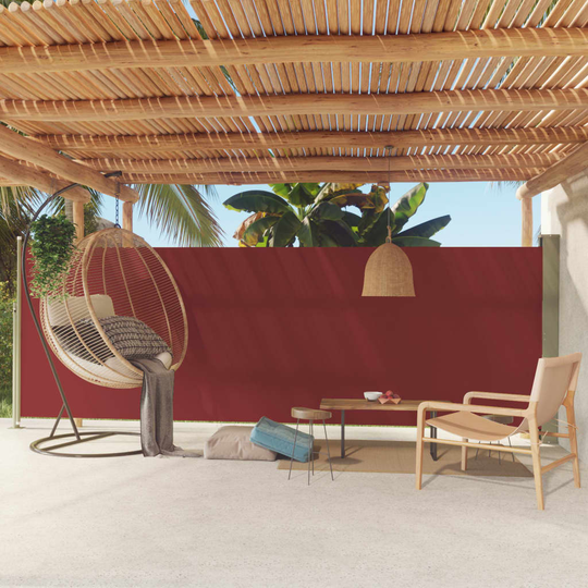 vidaXL Sisäänvedettävä terassin sivumarkiisi 180x500 cm punainen