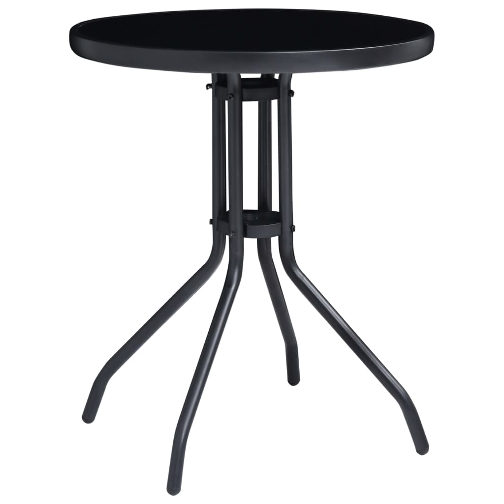 vidaXL Puutarhapöytä musta 60 cm teräs ja lasi