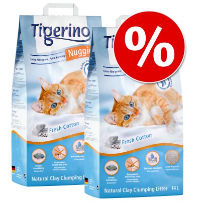 Tigerino Nuggies kissanhiekka 2 x 14 l erikoishintaan! - Classic, talkintuoksuinen ja karkea