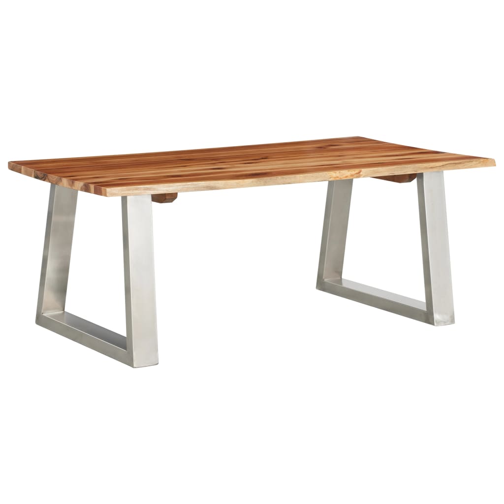 vidaXL Sohvapöytä 100x60x40 cm täysi akaasiapuu ja ruostumaton teräs