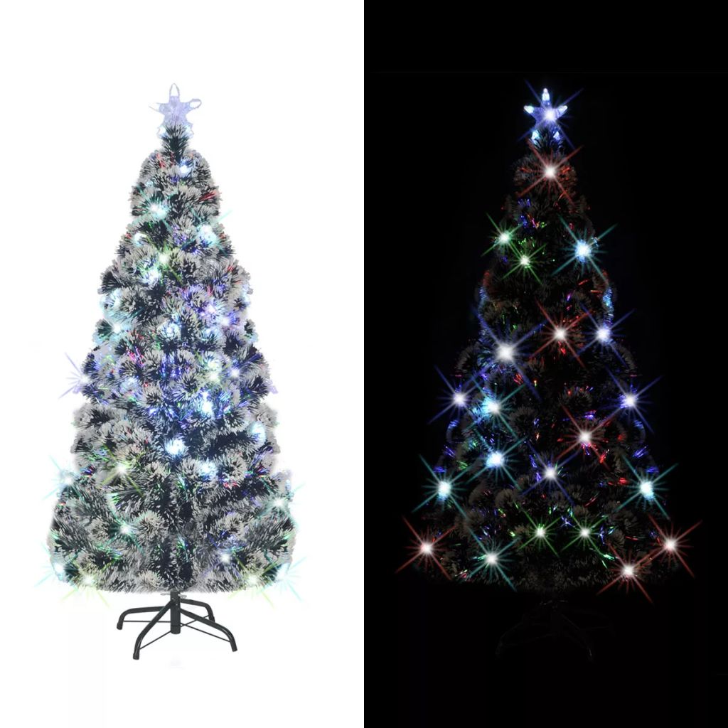 vidaXL Tekojoulukuusi jalusta/LED 180 cm kuituoptiikka