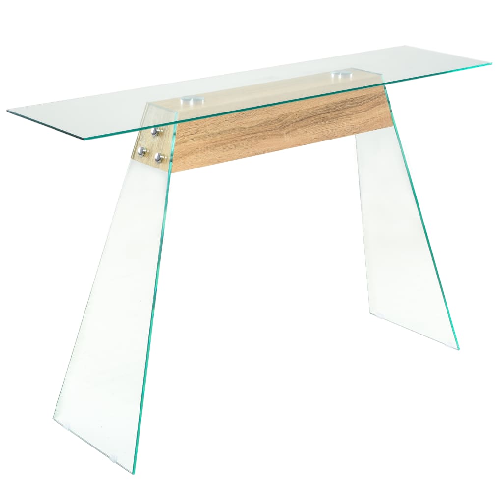 vidaXL Konsolipöytä MDF ja lasi 120x30x76 cm tammenvärinen