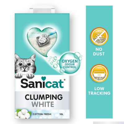 Sanicat White Cotton paakkuuntuva kissanhiekka - 2 x 10 l