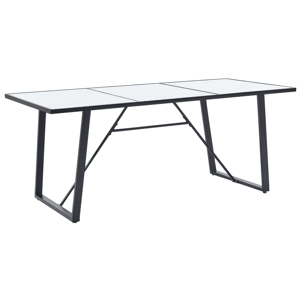 vidaXL Ruokapöytä valkoinen 200x100x75 cm karkaistu lasi