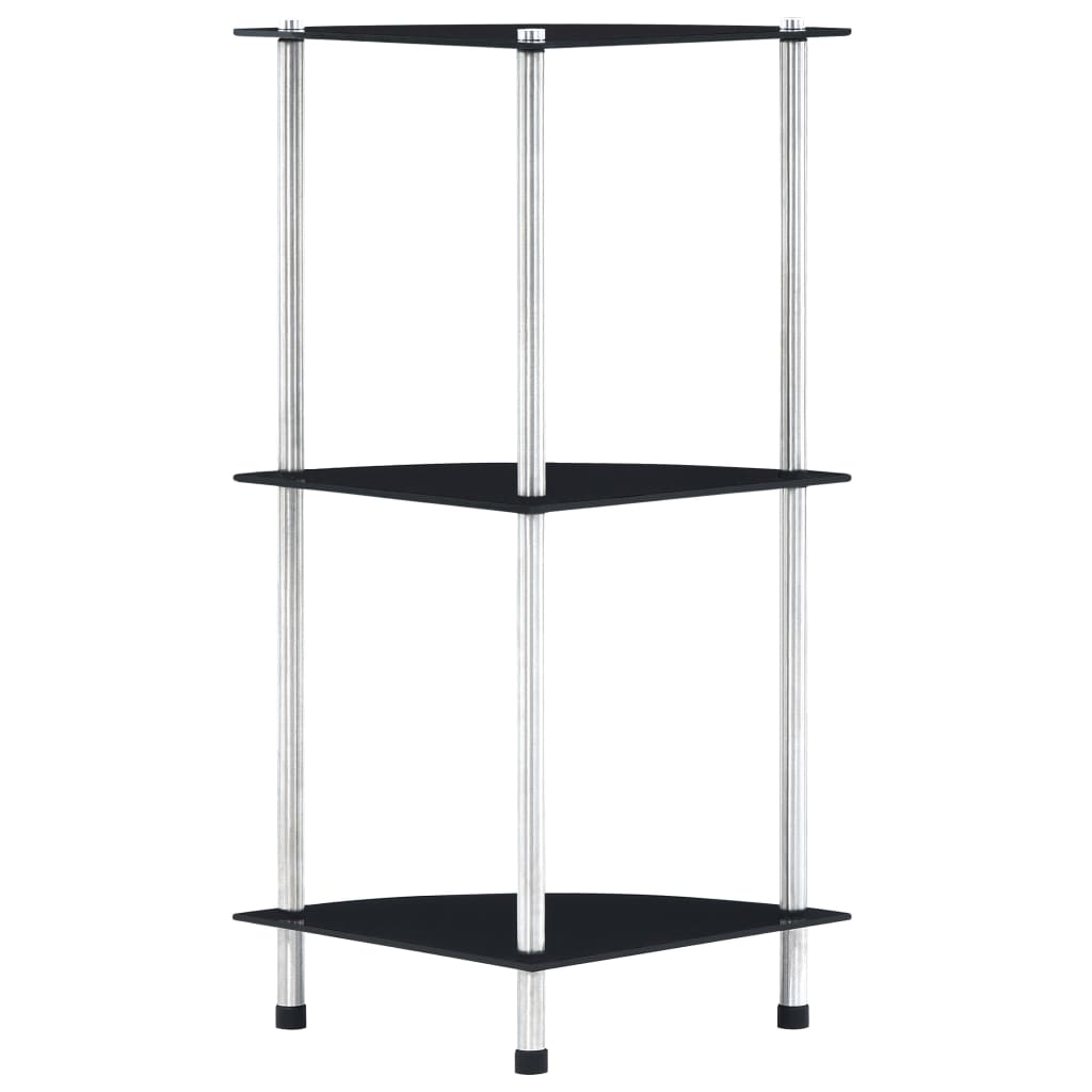 vidaXL 3-kerroksinen hylly musta 30x30x67 cm karkaistu lasi