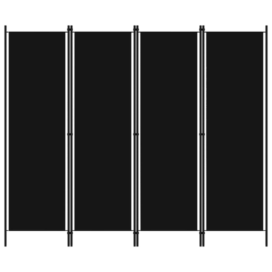 vidaXL 4-paneelinen tilanjakaja musta 200x180 cm