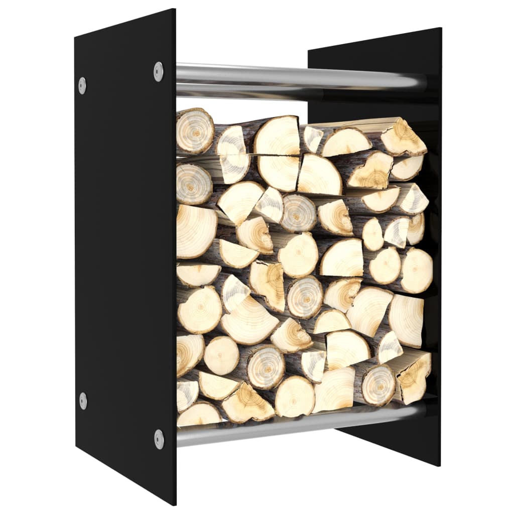 vidaXL Polttopuuteline musta 40x35x60 cm lasi