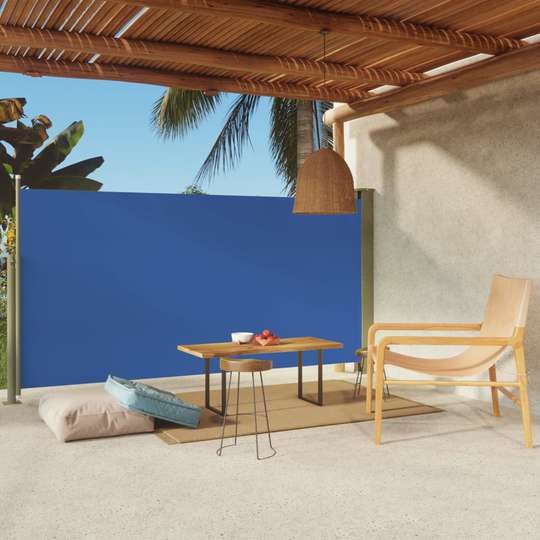 vidaXL Sisäänvedettävä terassin sivumarkiisi 160x300 cm sininen