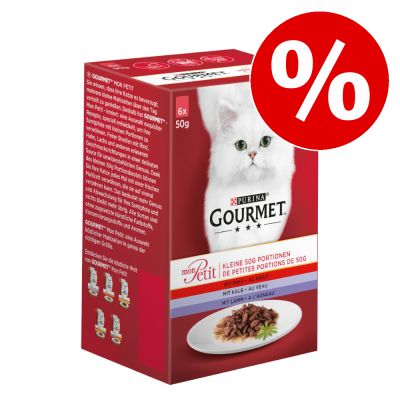 24 x 50 g Gourmet Mon Petit -kissanruokaa erikoishintaan! - nauta, vasikka, lammas