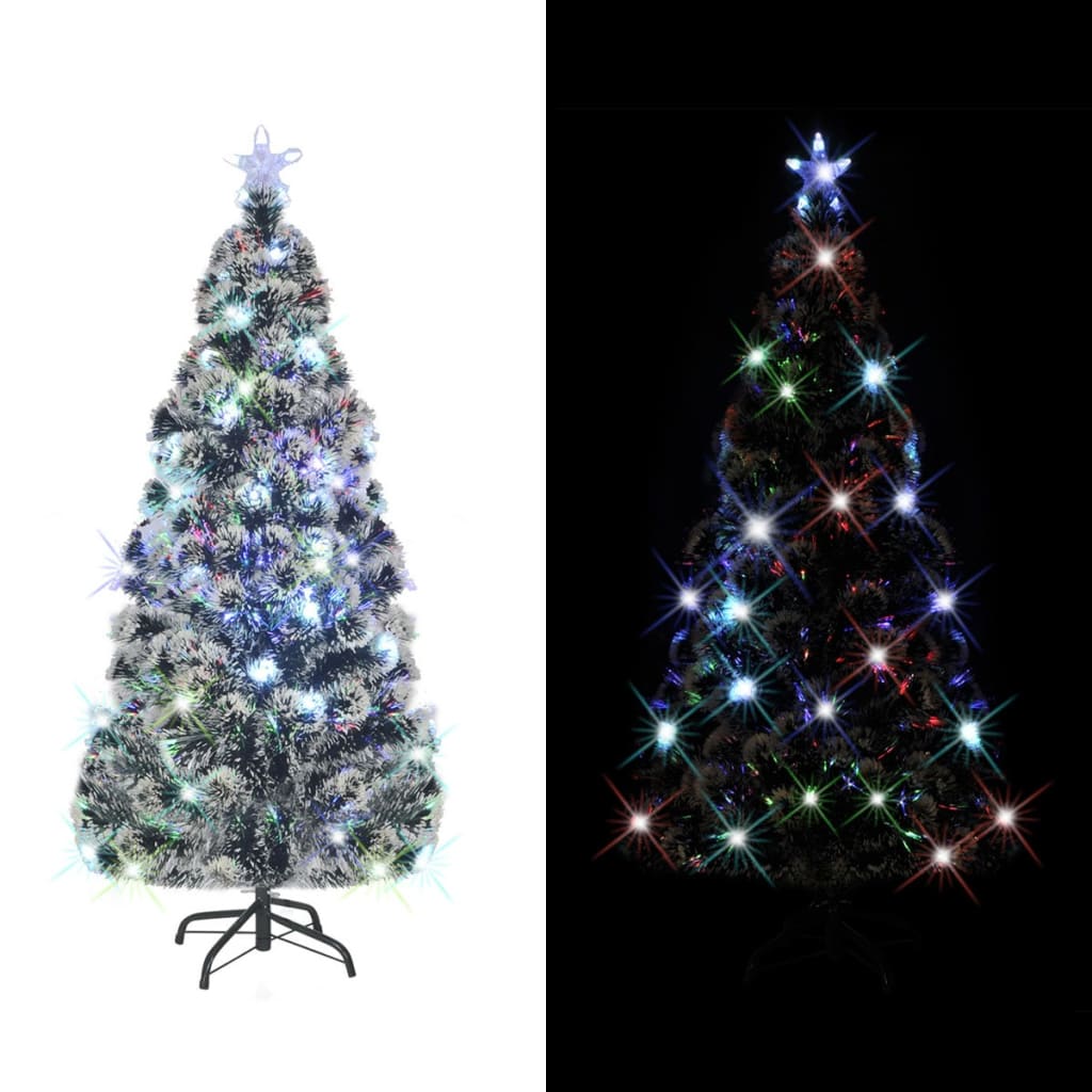 vidaXL Tekojoulukuusi jalusta/LED 150 cm kuituoptiikka