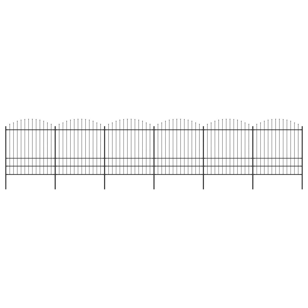 vidaXL Puutarha-aita keihäskärjillä teräs (1,75-2)x10,2 m musta
