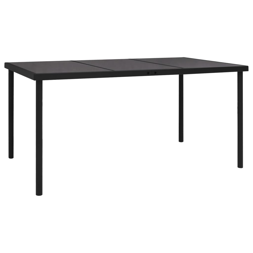 vidaXL Puutarhapöytä lasisella pöytälevyllä musta 150x90x74 cm teräs