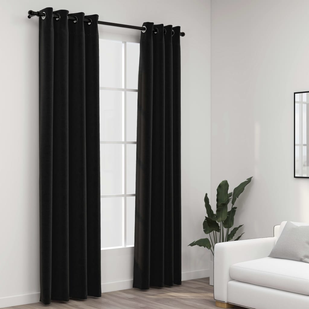 vidaXL Pellavamaiset pimennysverhot 2 kpl antrasiitti 140x245 cm
