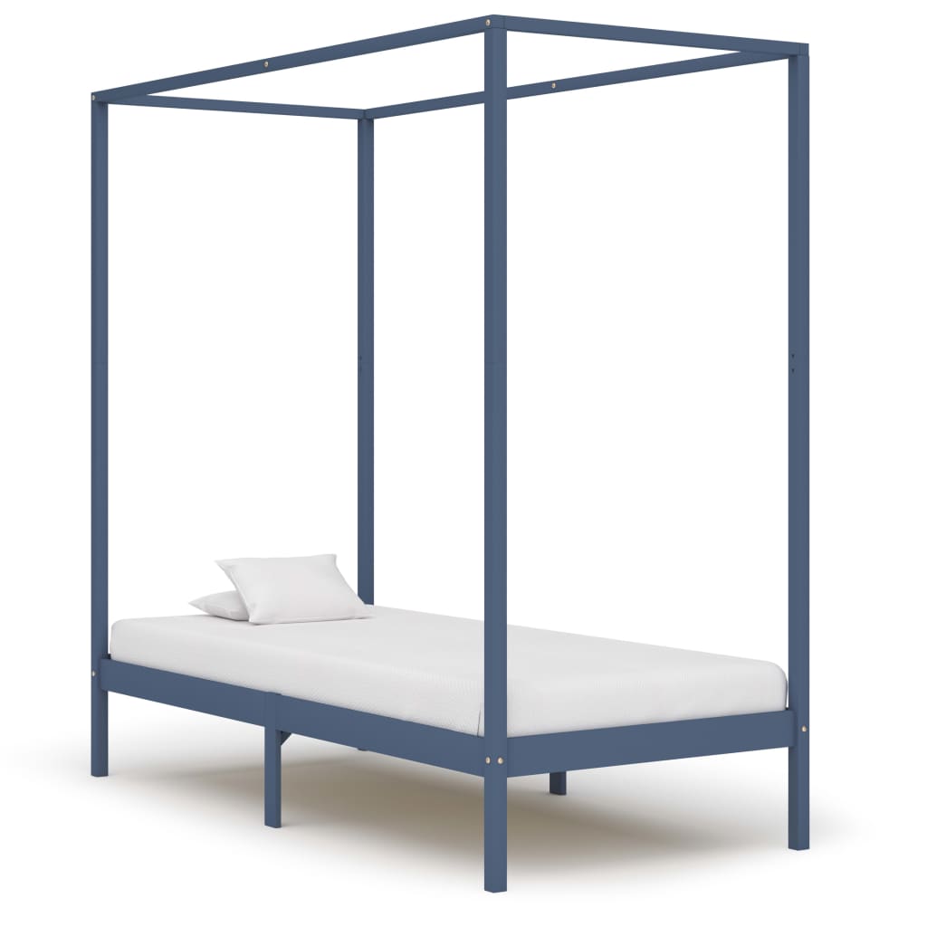 vidaXL Pylvässänky harmaa täysi mänty 90x200 cm