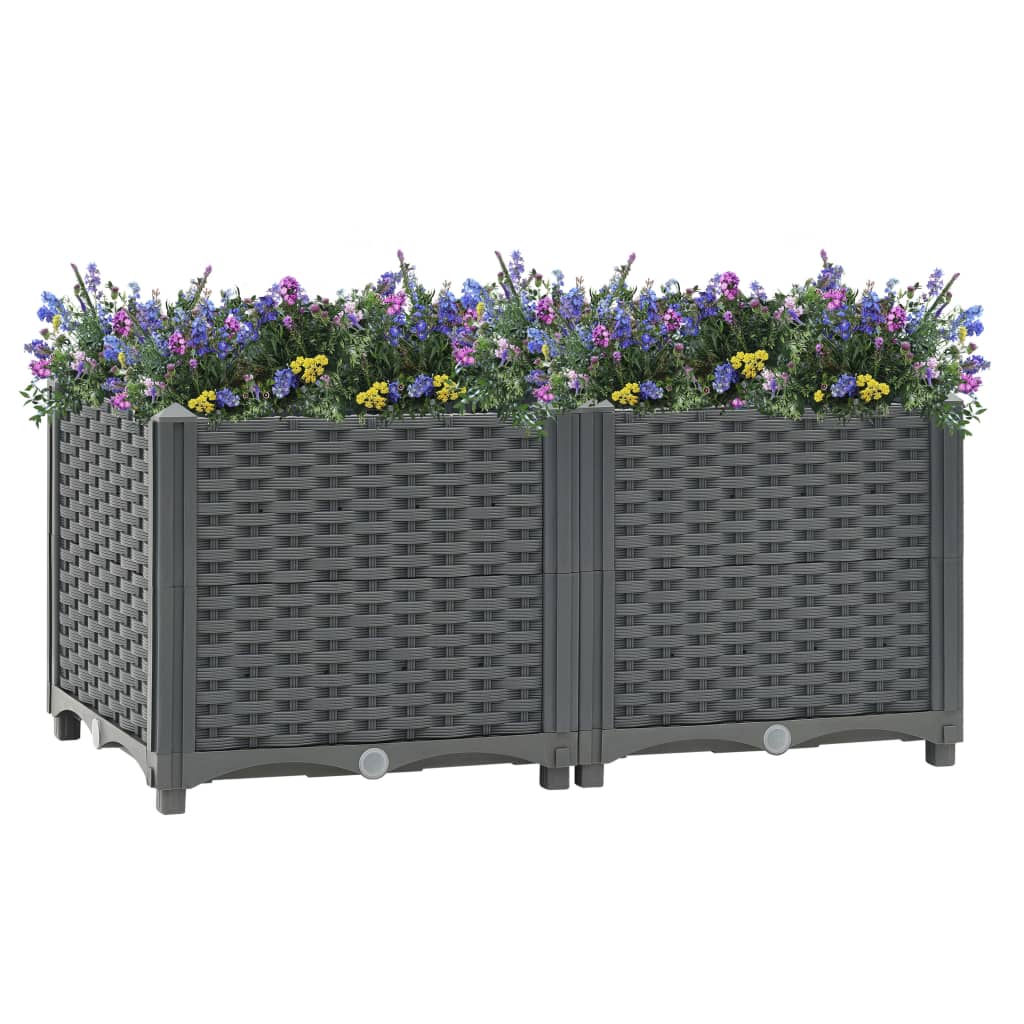 vidaXL Korotettu kukkalaatikko 80x40x38 cm polypropeeni