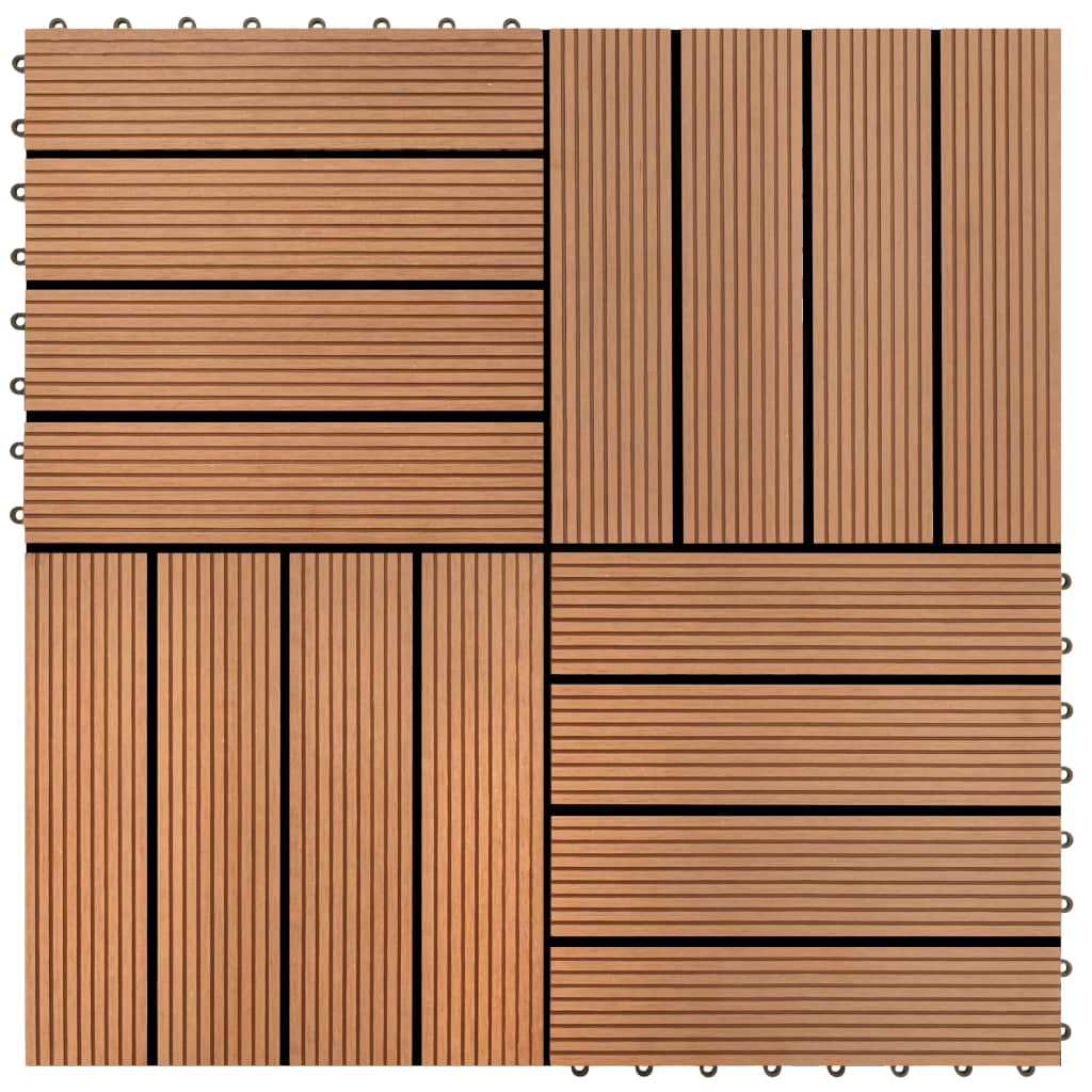 vidaXL Lattialaatat 22 kpl 30x30cm 2 m² puukomposiitti ruskea