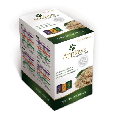 Applaws Pouch in Broth -kissanruokalajitelma 12 x 70 g - kanalajitelma
