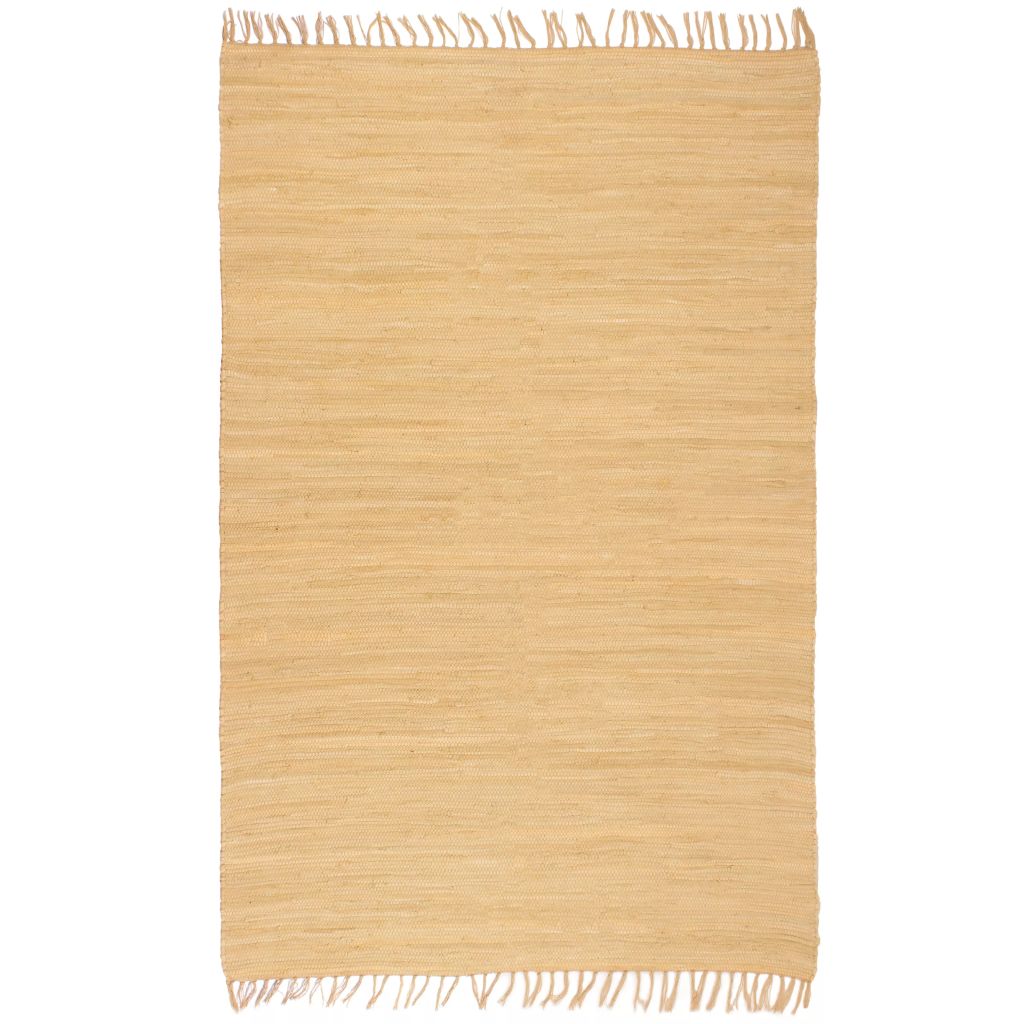 vidaXL Käsin kudottu Chindi-matto puuvilla 80x160 cm beige