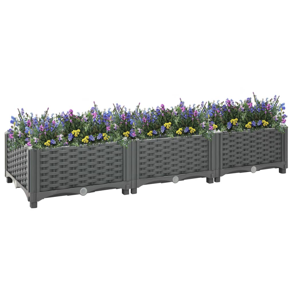 vidaXL Korotettu kukkalaatikko 120x40x23 cm polypropeeni