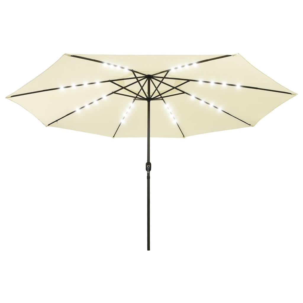 vidaXL Aurinkovarjo LED-valot ja metallitanko 400 cm hiekka