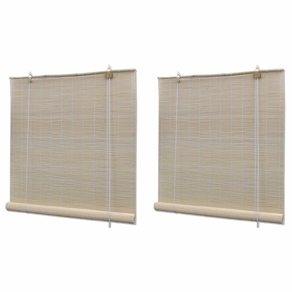 vidaXL Luonnolliset bambu rullaverhot 2 kpl 120x160 cm