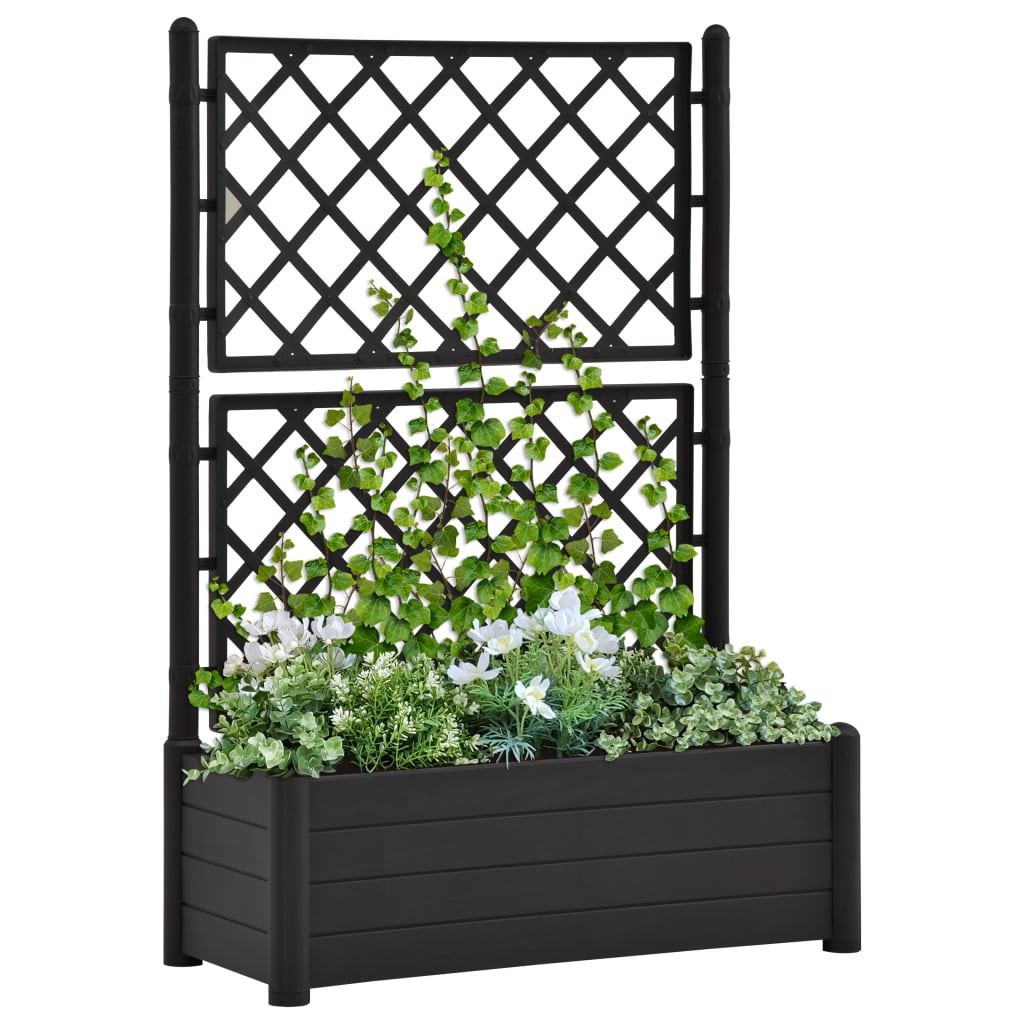 vidaXL Kukkalaatikko säleiköllä 100x43x142 cm PP antrasiitti