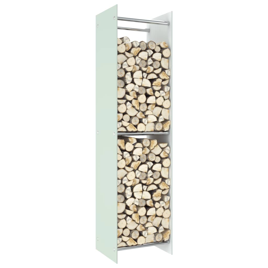vidaXL Polttopuuteline valkoinen 40x35x160 cm lasi