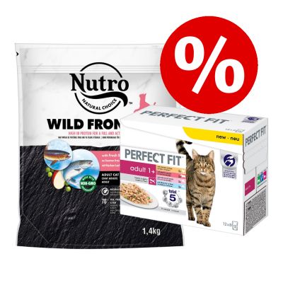 1,4 kg Nutro-kuivaruoka + 12 x 85 g Perfect Fit -mix erikoishintaan! - Grain Free Adult Sterilized Chicken