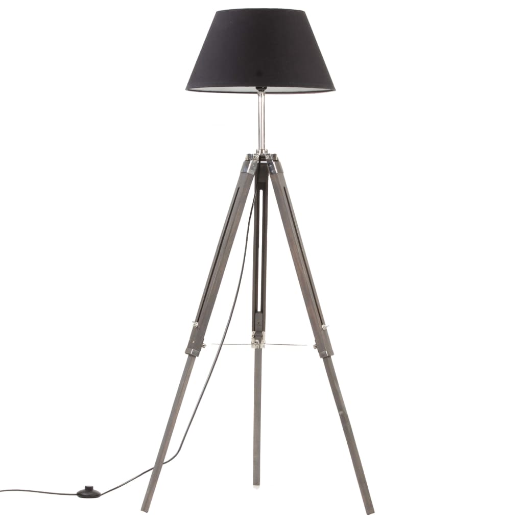 vidaXL Kolmijalkavalaisin harmaa ja musta täysi tiikki 141 cm
