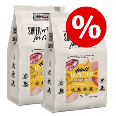 MAC's Superfood for Cats -säästöpakkaus 2 x 7 kg - Adult Duck, Turkey & Chicken