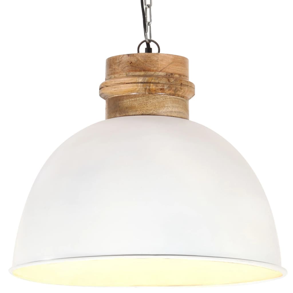 vidaXL Teollinen riippuvalaisin valk. pyöreä 50 cm E27 täysi mangopuu