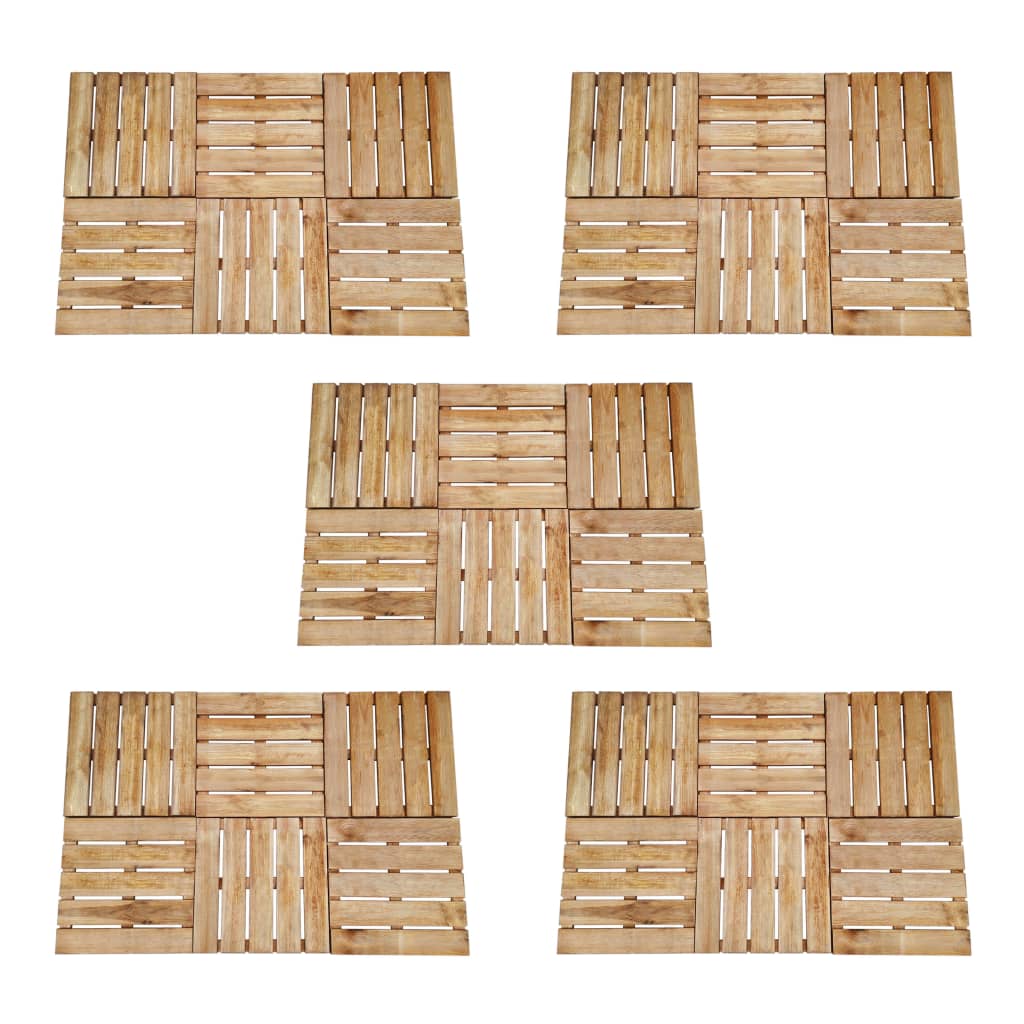 vidaXL Lattialaatat 30 kpl 50x50 cm puu ruskea