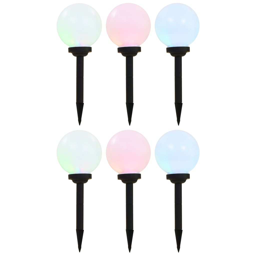 vidaXL LED-aurinkokennovalaisin 6 kpl väriä vaihtava pyöreä 20 cm RGB