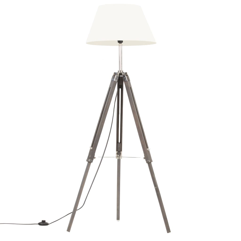 vidaXL Kolmijalkavalaisin harmaa ja valkoinen täysi tiikki 141 cm