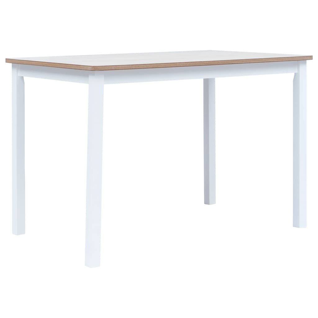 vidaXL Ruokapöytä valkoinen ja ruskea 114x71x75 cm kumipuu