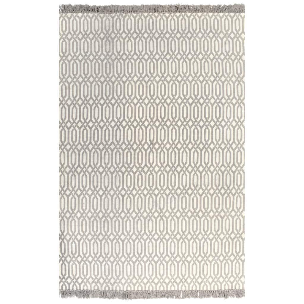 vidaXL Kelim matto puuvilla 120x180 cm kuviolla harmaanruskea