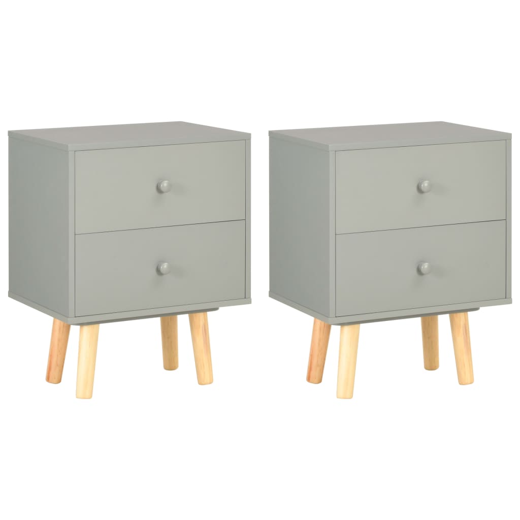 vidaXL Yöpöydät 2 kpl harmaa 40x30x50 cm täysi mänty