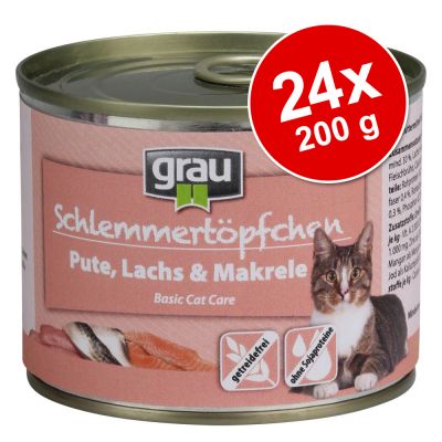 Grau Gourmet viljaton -säästöpakkaus 24 x 200 g - lajitelma (6 makua)