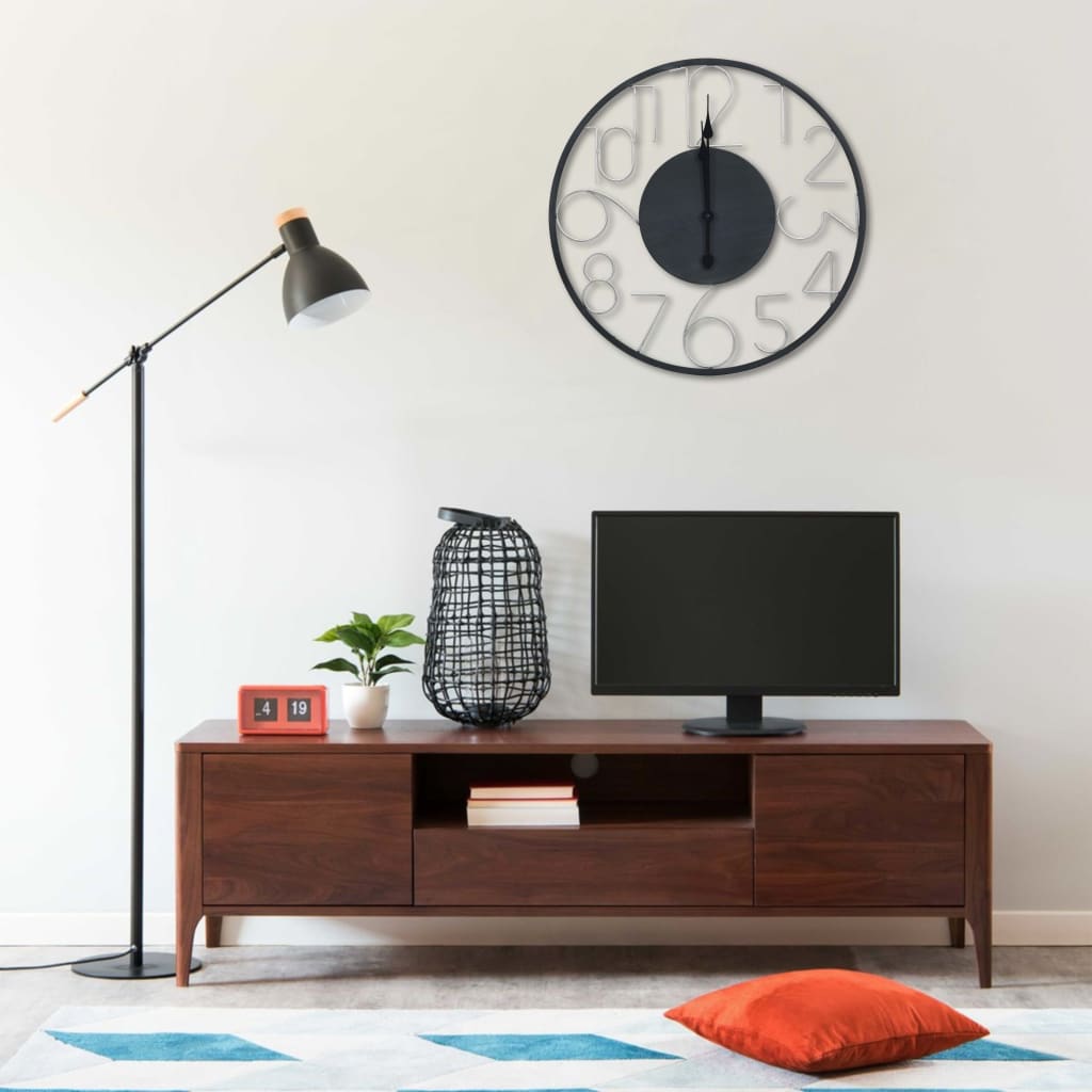 vidaXL Seinäkello musta 60 cm metalli