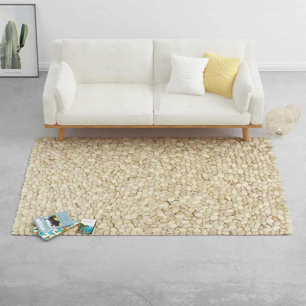 vidaXL Matto villahuopa pikkukivet 140x200 cm beige/harmaa/ruskea