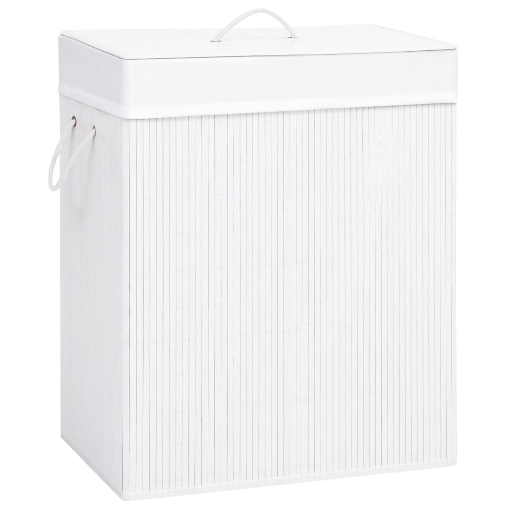 vidaXL Bambu pyykkikori valkoinen 100 l