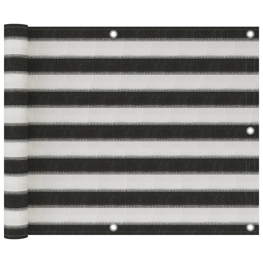 vidaXL Parvekkeen suoja HDPE 75x500 cm antrasiitti ja valkoinen