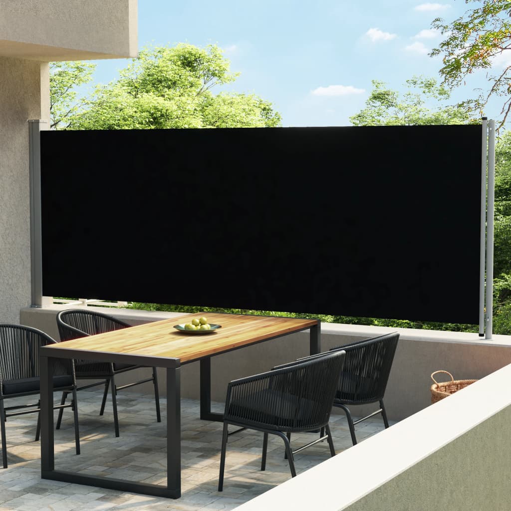 vidaXL Sisäänvedettävä terassin sivumarkiisi 600x170 cm musta