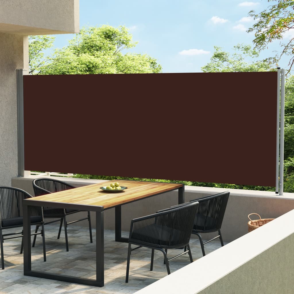 vidaXL Sisäänvedettävä terassin sivumarkiisi 600x170 cm ruskea