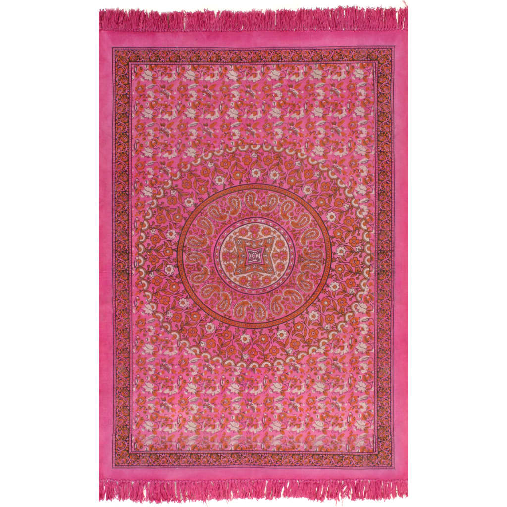 vidaXL Kelim matto puuvilla 160x230 cm kuviolla fuksianpunainen