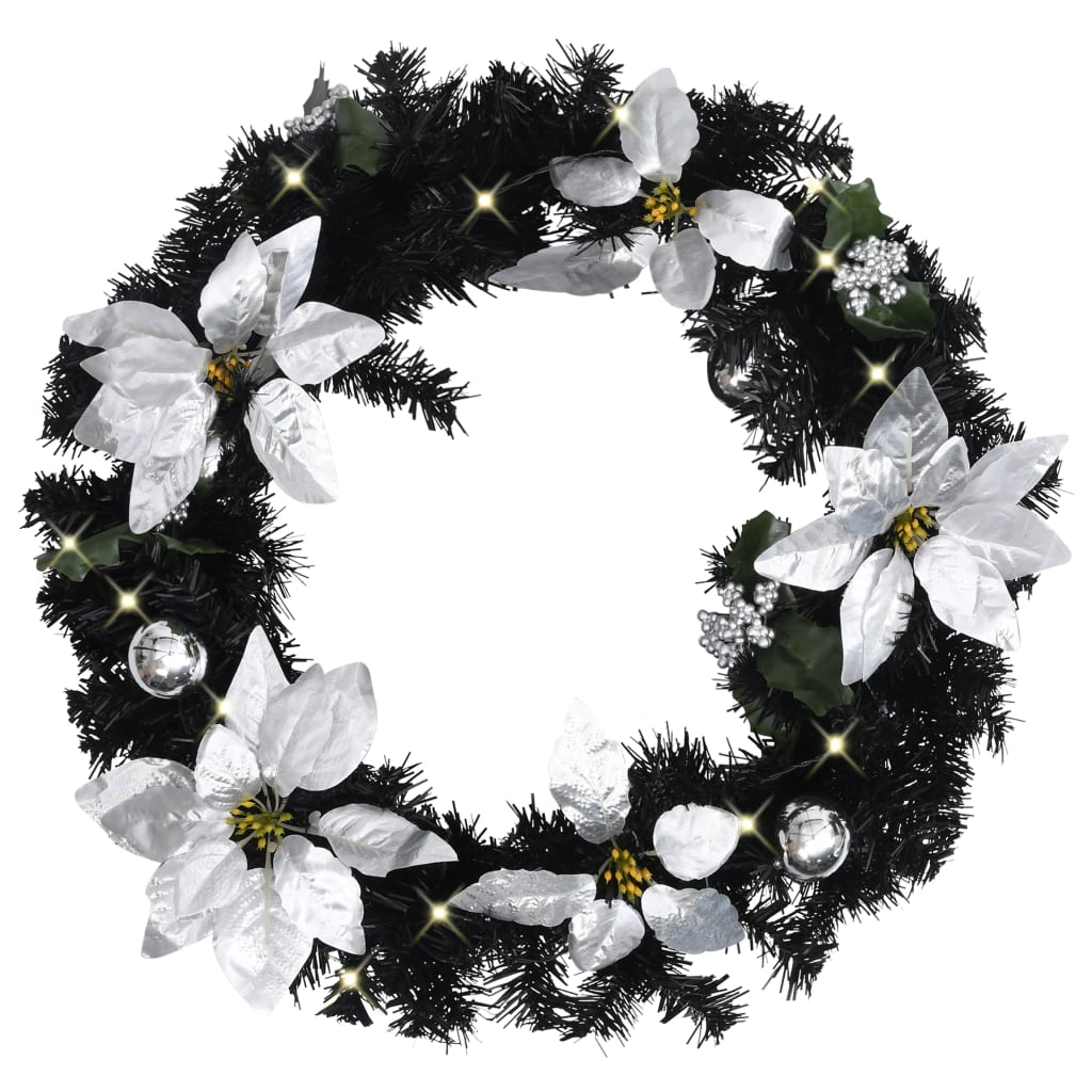 vidaXL Jouluseppele LED-valoilla musta 60 cm PVC