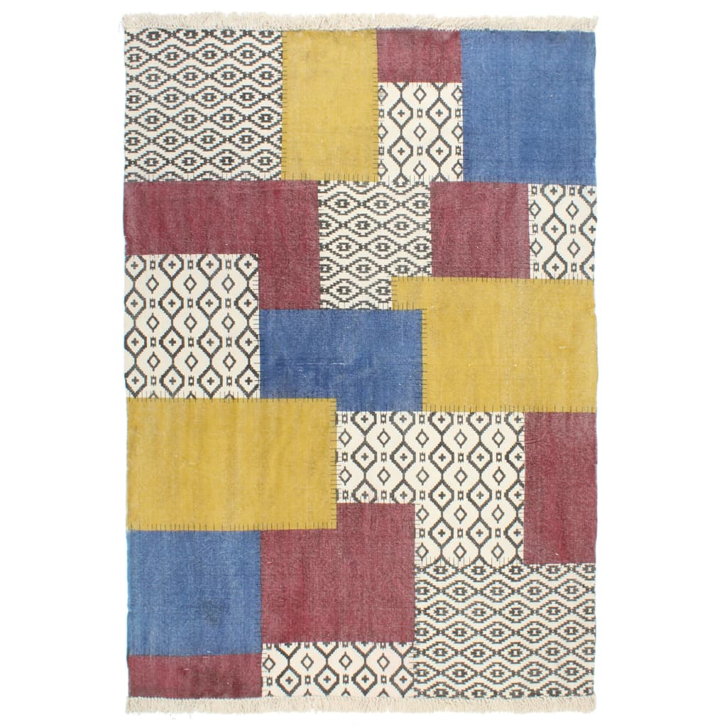 vidaXL Käsin kudottu Kelim matto puuvilla 120x180 cm monivärinen