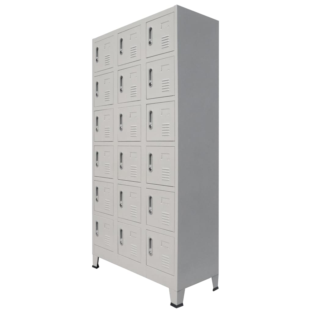 vidaXL Pukukaappi 18 lokerolla metalli 90x40x180 cm