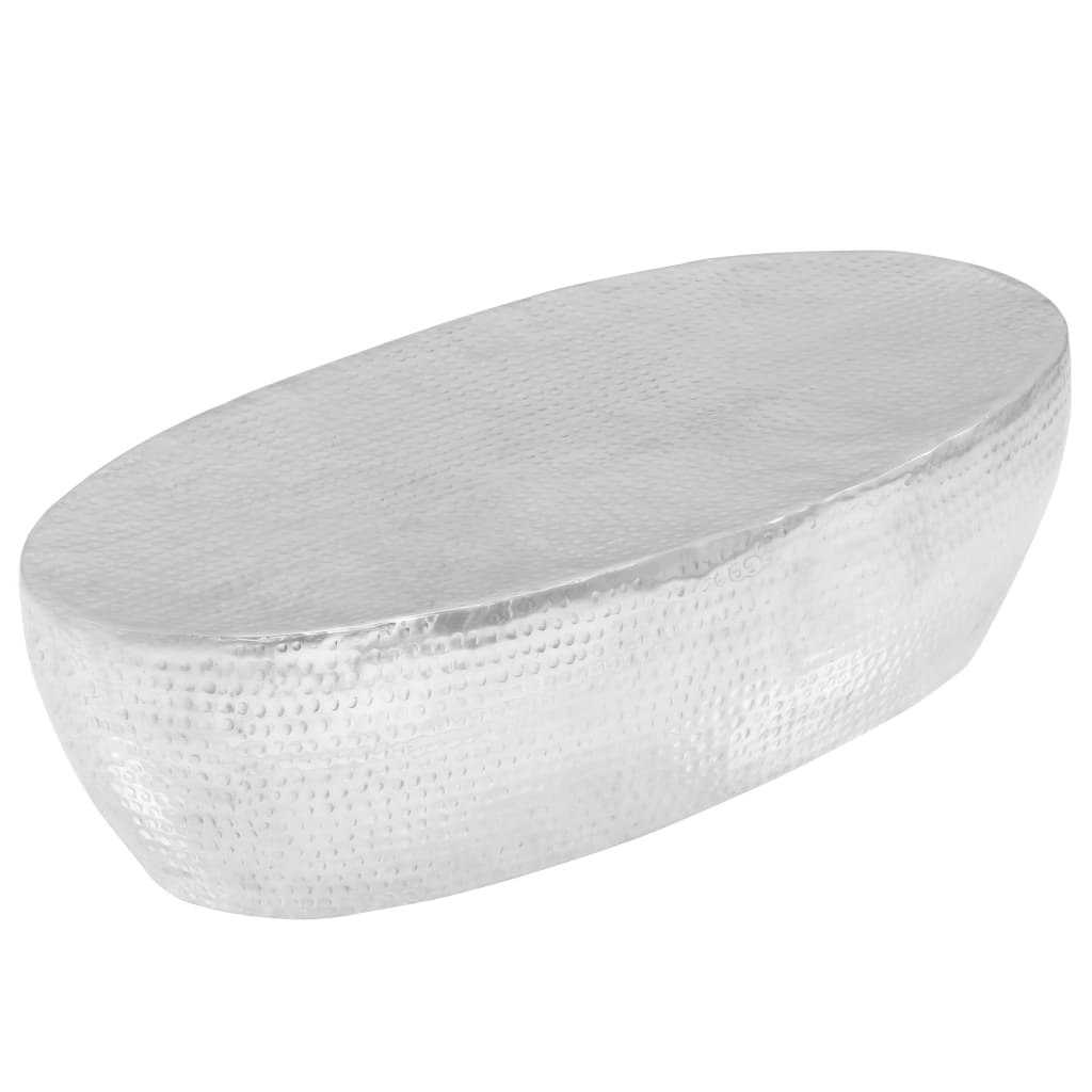 vidaXL Sohvapöytä vasaroitu alumiini 100x50x28 cm hopea